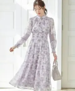 【tocco closet】フラワージャガード レース切替ワンピース