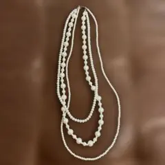 ホワイトパールロングネックレス