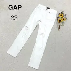 【ギャップ GAP】レディース スキニー ダメージデニム ジーンズ ホワイト系