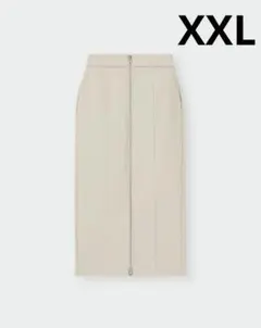 GU 裏フリースフロントジップスカート 大きいサイズ XXL ナチュラル