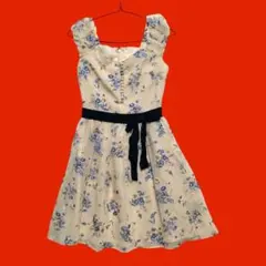 JILL STUART 花柄キャミワンピース　ミニ　アイボリー　ブルー　白青　S