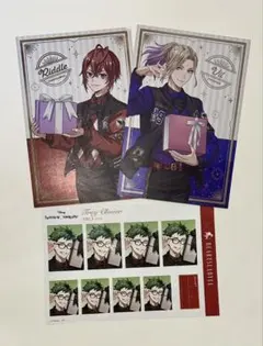 【ツイステ】　リドル、ヴィル メタルポストカード&トレイ 証明写真館　3枚