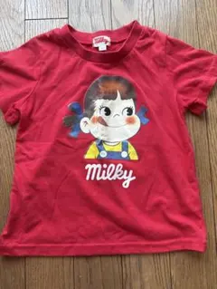 Milky ペコちゃん 半袖Tシャツ 100 赤 不二家 女の子のサムネイル