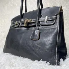 【最終価格】ADMJ カデナ トートバッグ ハンドバック ブラック レザー 黒のサムネイル