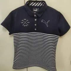 【オシャレ‼️】PUMA /ネイビー ストライプ ポロシャツ 半袖