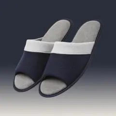 スリッパ 男女兼用 室内 洗える 暖かい 滑り防止 紺＆灰 XL 285mm