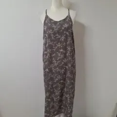 肩紐調整可 dearful キャミ ワンピース【M】グレー 花柄 サマーワンピ