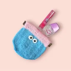 バネ口ポーチ＊棒針編み＊ハンドメイド