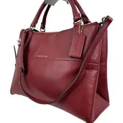 美品】 COACH ザ・ボロー 2WAY レザーバッグ ボルドー ターンロック 