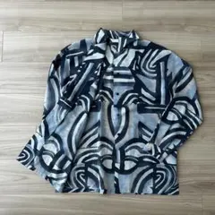 Cenacolo 柄シャツ 長袖 アート ブルーベース 軽い