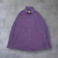 【US輸入】90sアメリカ古着無地メンズ長袖シャツアメカジパープル