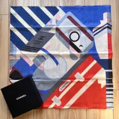 美品！CHANEL　スカーフ　コットン　ブルー　70 箱付きのサムネイル