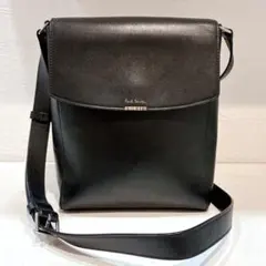 【美品】Paul Smith レザー　ショルダーバッグ　マルチストライプ　黒