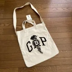 GAP ロゴ刺繍　ブルックリンサーカス　GAP×BKC トートバッグ アイボリー