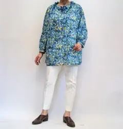 近年【美品✨】ミズイロインド プリント フレア ショートシャツ