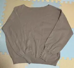 ニット LLサイズ パールボタン付き　ピンク　ダスティピンク　リブニット