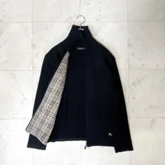 《美品》バーバリーブラックレーベル ジップアップニット キルティングノバチェック