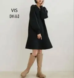 新品✨VIS パフスリーブミニワンピース　黒　マーメイド　長袖のサムネイル