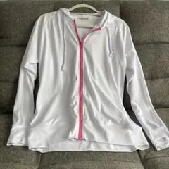 新品未使用　ジップアップパーカ　エアリズム　ピンクジッパー　LL