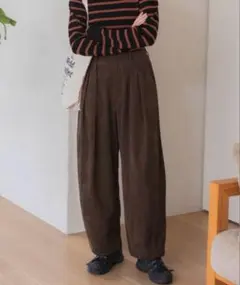 ブラウン ワイドパンツ サイズS