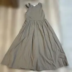 H&M ロングワンピース M グレージュ ノースリーブ 切り替え