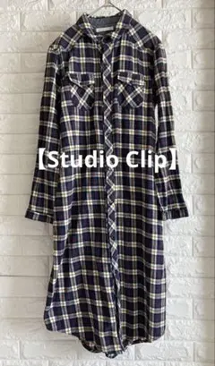 【Studio Clip】チェック柄 シャツワンピース