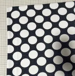 デニムニット生地　裏毛　ドット柄　はぎれ