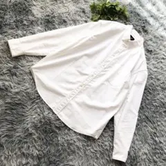 H&M【M】レギュラーフィット ホワイト 長袖 コットン シャツ ボタンダウン