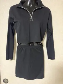 ブラック ジッパー付きセットアップ