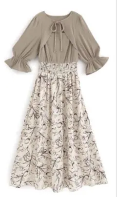 GRL 花柄フレアフロントオープンドッキングワンピース[pu05]