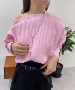 【美品】　mystic 前後両前　リブニットのショートカーディガン　ピンク