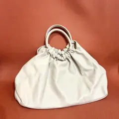 巾着型 ハンドバッグ ショルダーバッグ　ベージュ　アイボリー