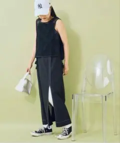 【CIAOPANICTYPY】レースベスト付き配色ステッチキャミワンピース Fのサムネイル