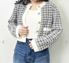 INGNI ビット付ツイードカーディガン オフホワイト M