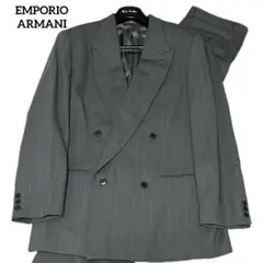 美品✨EMPORIO ARMANI ダブルスーツ カーキ 和製 48ヘリンボン調