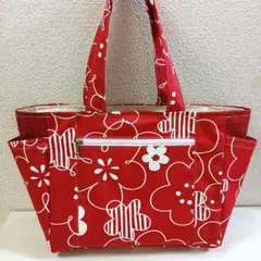 ハンドメイド　北欧テイスト　　　　　サイドポケットトートバッグ