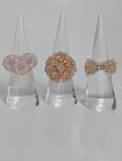 ガラスビーズリング3点セット♡(ピンクセット)NO.5