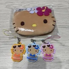 日焼けキティ 顔形ポーチ ラバーチャーム