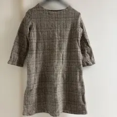 ハンドメイド チェック柄ウール混紡ワンピース