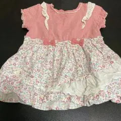 クーラクール　フリル付きウサギ刺繍ベビートップス