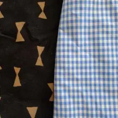 リボン柄の綿生地 チェック生地　2枚セット