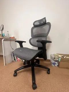Komene オフィスチェア　グレー　メッシュ　ヘッドレスト付き