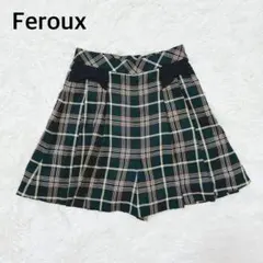 フェルゥ チェック　プリーツ ミニスカート キュロット風 リボン オンワード樫山のサムネイル