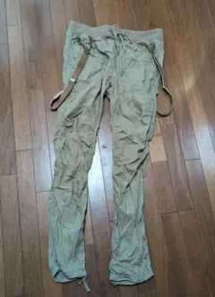 美品】GOA 麻 リネン サスペンダー付き カーゴ パンツ カーキ - メルカリ