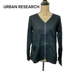 URBAN RESEARCH ノーカラージャケット ブラック リネン麻 zip