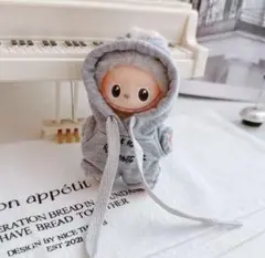 ぬい服★ミニラブブ★着せ替え 服★10cm ★labubu★グレーオーバーオール