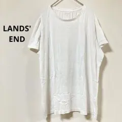 LANDS' END Tシャツ カットソー クルーネック 白 SUPIMA綿のサムネイル