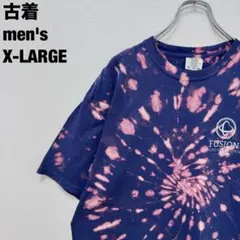 コンフォートカラーズ Tシャツ タイダイ ブリーチ ネイビー パープル XL古着
