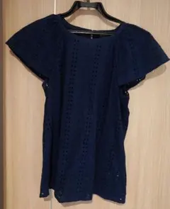 A.P.C. アーペーセー レースブラウス ネイビー 36 コットン 100%