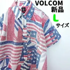 新品 VOLCOM ボルコム 総柄 星条旗 アロハシャツ